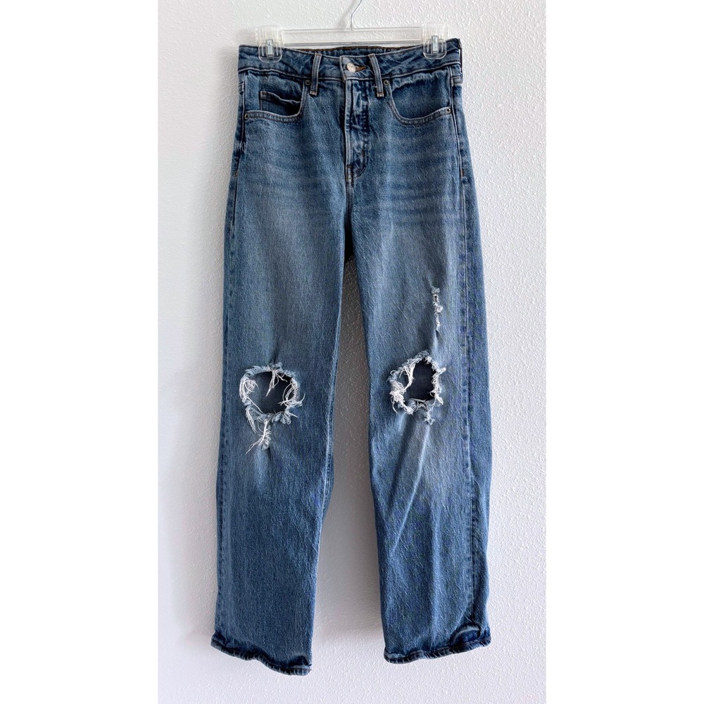 Old Navy Jeans Womens 2 Blue Extra‎ High Rise Wide Leg Jean Distressed